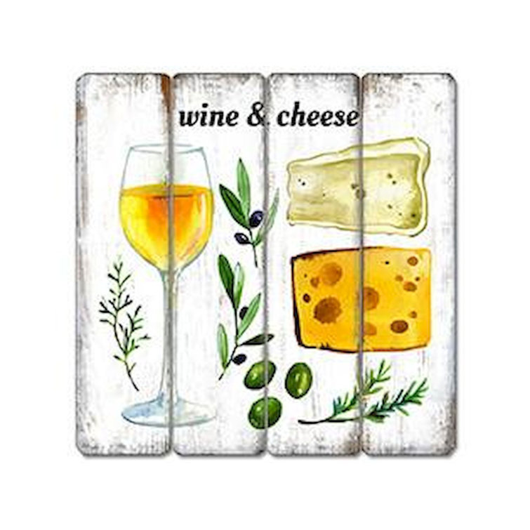 Gracie Oaks Wine and Cheese Wooden Sign Wall Décor Wayfair.ca
